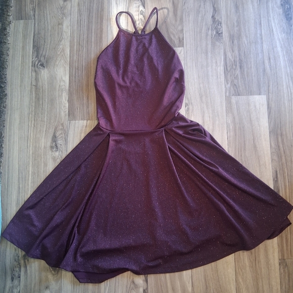 Purple Sparkle Glitter Shimmer Dress Fairycore Med Lace Cut Out Fairy Grunge - Picture 2 of 8